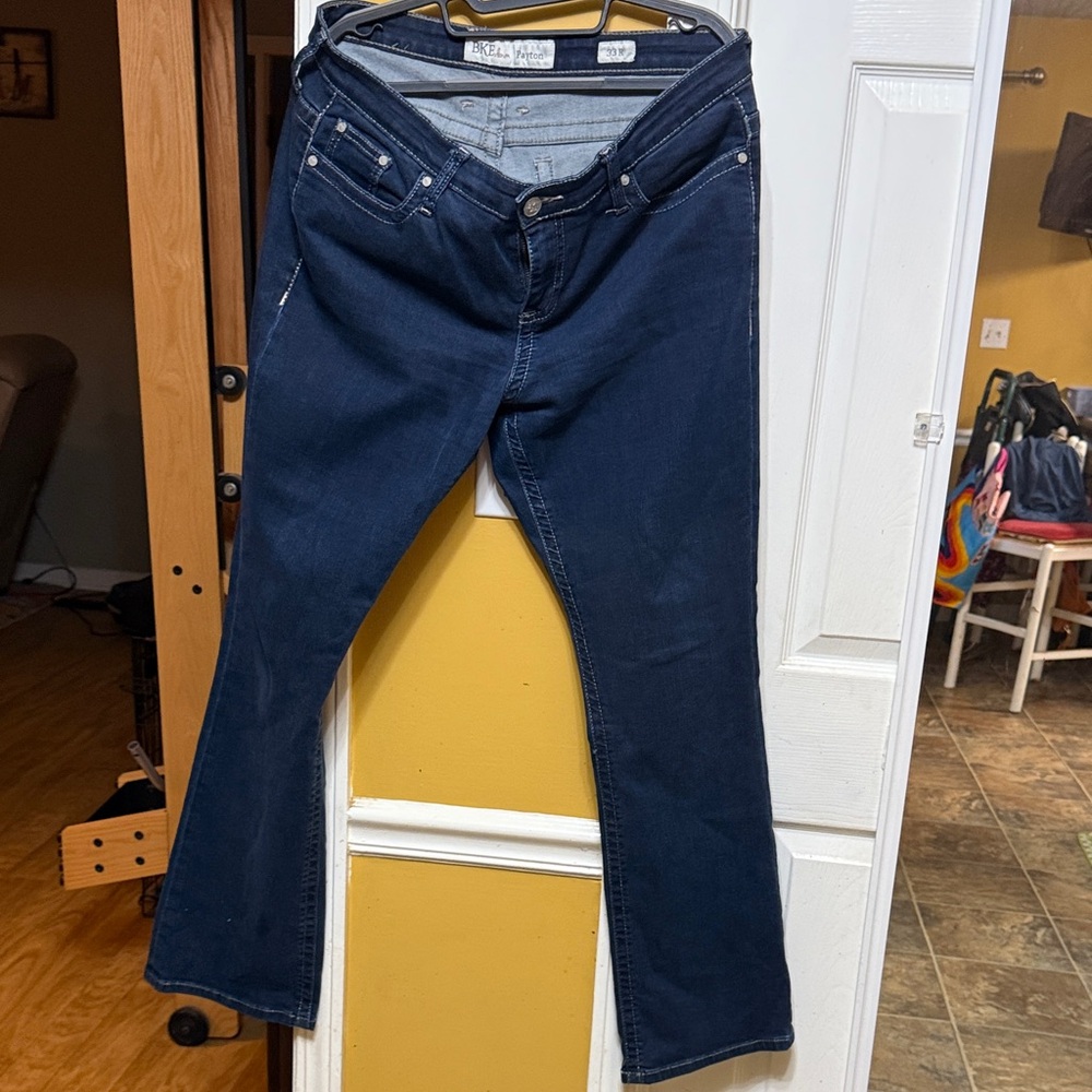BKE Denim Payton Bootcut Jeans 33x31.5 Dark Indigo Blue Mid Rise Stretch
